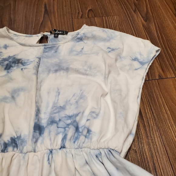 Lulus On A Road Trip Blue Tie-Dye Short Sleeve Romper Active Oversized Casual XL - Picture 11 of 14